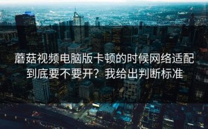 蘑菇视频电脑版卡顿的时候网络适配到底要不要开？我给出判断标准